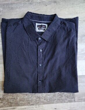 Gentlemens Outfitters Mens 3X Navy Polka Dot Shirt 100% Cotton Button Down